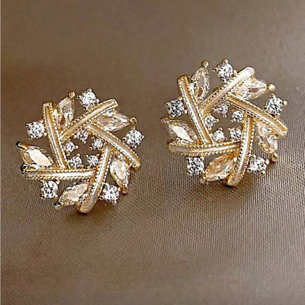 Gold and Silver Crystal Stud Earrings